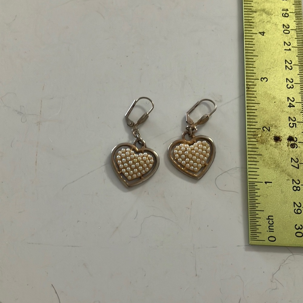 FINAL MARKDOWN Gold tone Heart Earrings with Accents